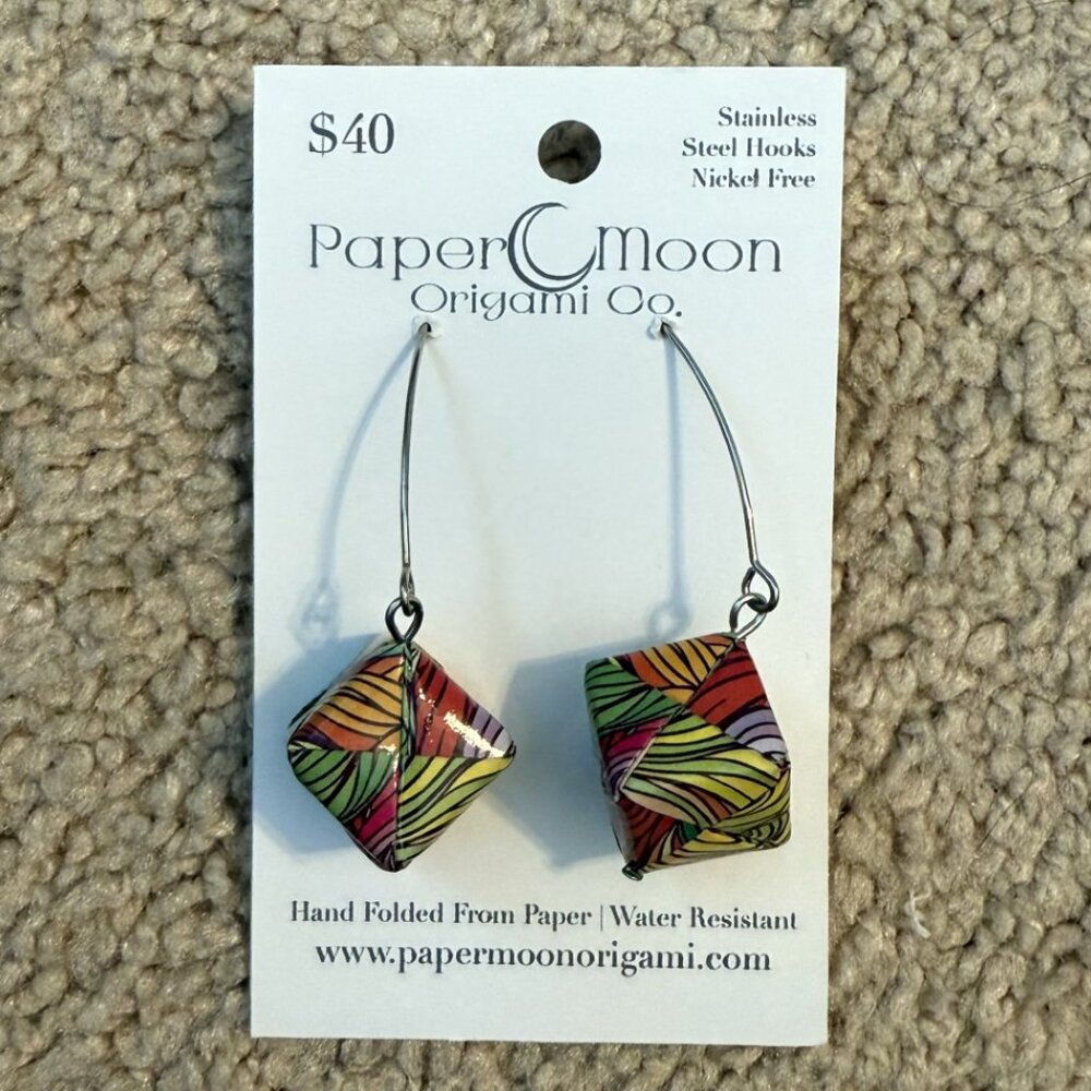 Paper Moon Origami Earrings